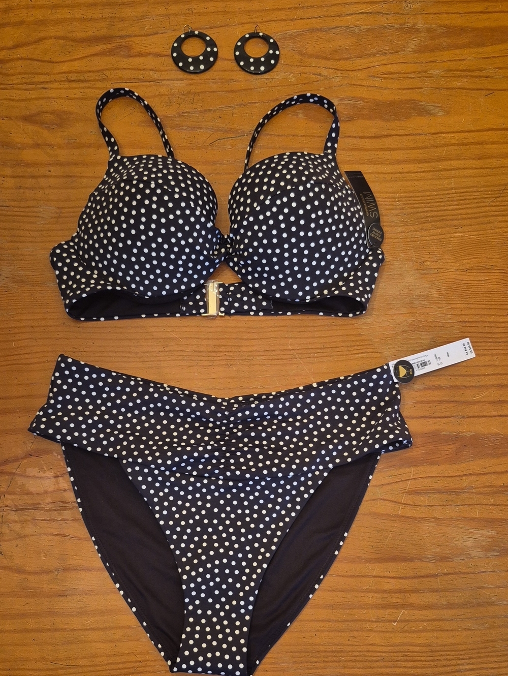 NWT Victorias Secret SWIM twist Push up 38C Black & White Polka Dot Bikini Set